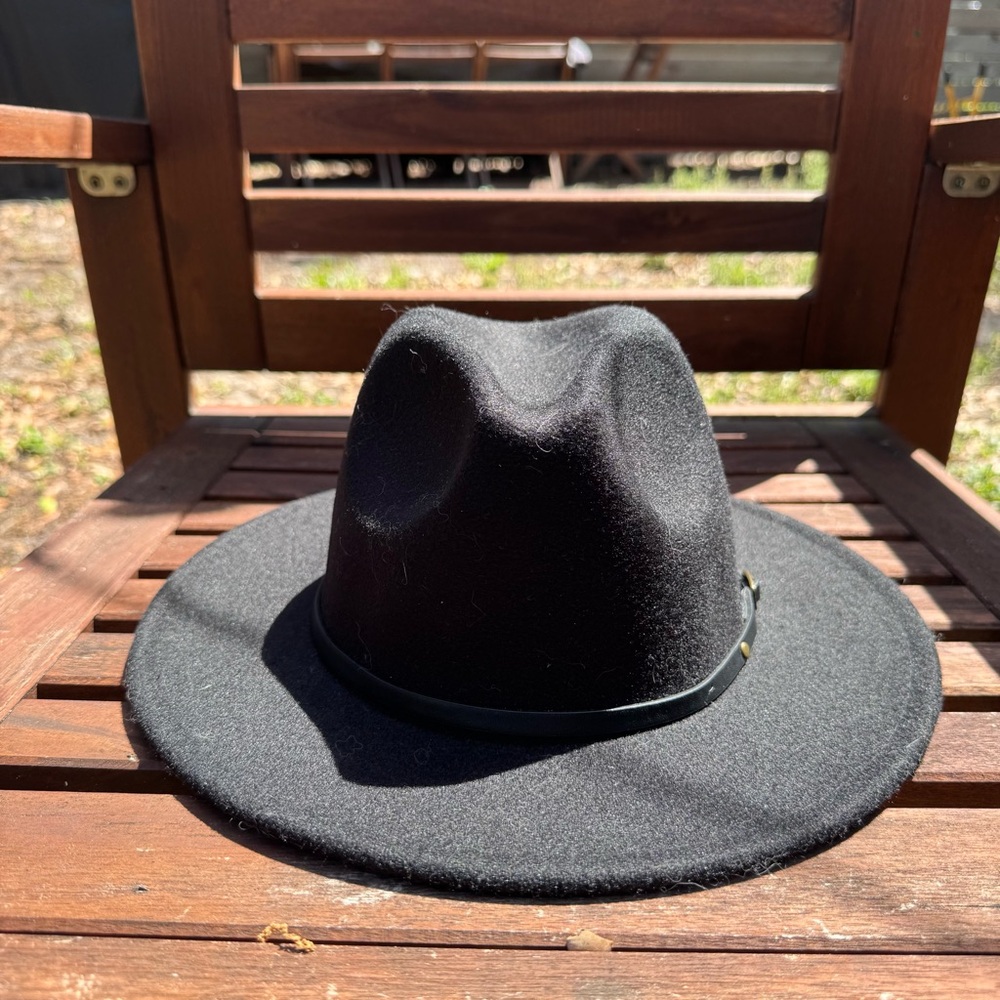 Black Polyester Wool Fedora Adjustable One Size F… - image 1